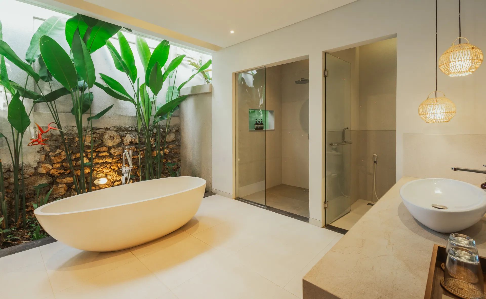 Bathroom with a freestanding tub