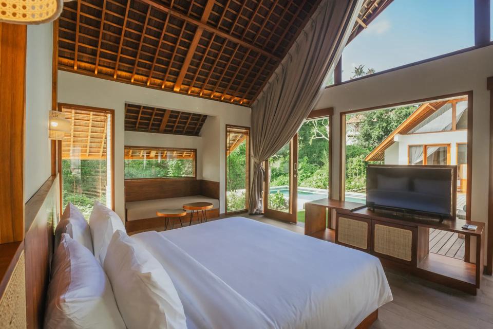Bedroom with garden views