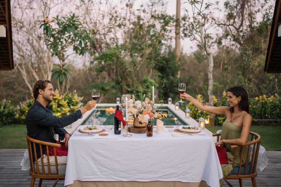 Dinner for two under the trees
